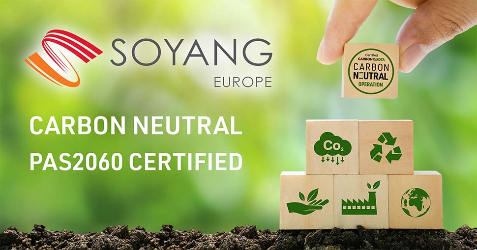 The certification from CarbonQuota means Soyang Europe now meets the strict PAS2060 standard for Carbon Neutral operations.