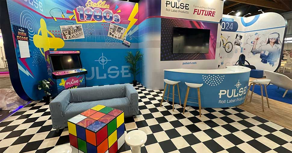 Pulse’s eye-catching booth was designed to highlight a common problem in the label printing industry.