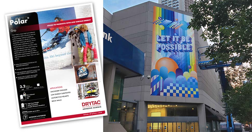 Creative Silhouettes used Drytac Polar Grip to produce colourful graphics to brighten up buildings at a busy intersection.