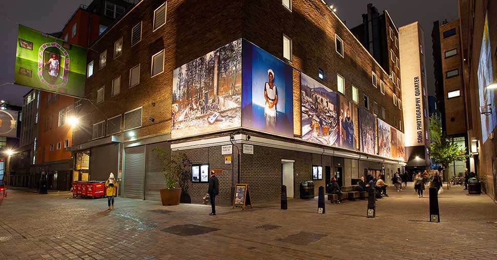 Macroart’s large scale graphics installation helps turn Soho’s streets into a new reusable gallery.
